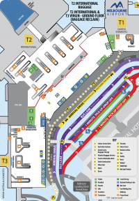 Схема 1-го этажа международного Терминала 2 the airport Melbourne International Airport